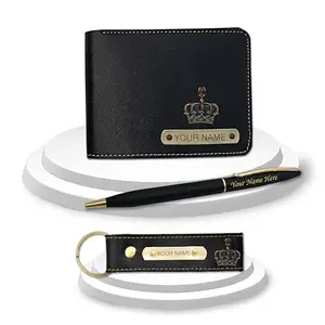 SAVRI New Year Gift Hamper for Men -Pen, Leather Keychain & Wallet Customized with Name/Charm - Premium Gifts for Him, Father, Brother, Boyfriend, Birthdays, Anniversaries & Special Occasions (Black)