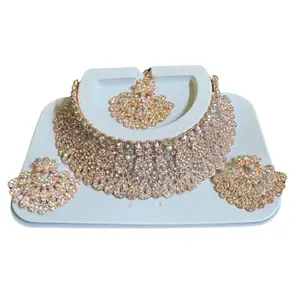 UniqueWants Gold Tone Kundan & Pearls Bridal Latest Choker Design Antique Necklace Set For Women-