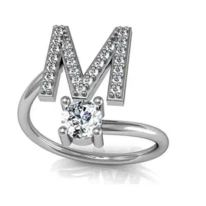 MYKI Glamorous 'M' Letter Zircon Rings for Women & Girls