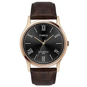 TIMEX Leather Analog Black Dial Men Watch-Tw000R433, Bandcolor-Brown