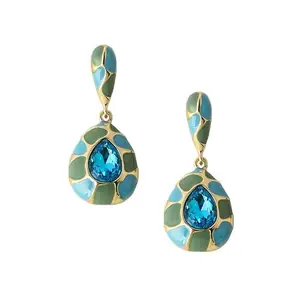 SOHI Women's The Cleo Drop Earrings For Casual Wear | Sky Blue:Pistachio Green Colour | Alloy Material | Push Back Closure | Artificial Stone Earrings | Fashion Drop Earrings For Women & Girls
