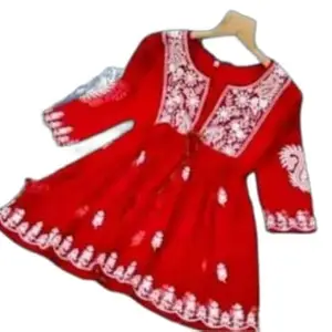 Stylish Adjustable Short Green Georgette Kurti for The Size of -L