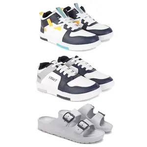 Men's Stylish Casual Shoes | Comfortable & Trendy Daily WearPremium Casual Shoes for MenGR-(3-Combo)-1074-1075-3114-9 Multicolor