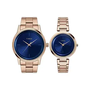 TIMEX Joy of Love Pair Stainless Steel Blue Dial 42 x 35 mm Analog Watch for Men - TW00PR296
