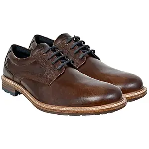 Hx London Men's Synthetic Leather Lace-Up Derby Uniform Dress Shoes (Brown, 8Uk)