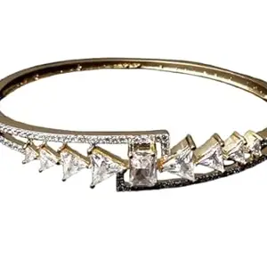 Gold Tonned Metallic Bracelet crafted with White AD