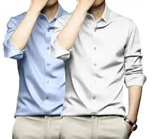 DEELMO Combo of Men's Stylish Solid Satin Casual Shirt for Men Full Sleeves| Poly Satin Silk Shirt Pack of 2