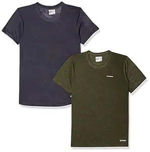 Charged Active-001 Camo Jacquard Round Neck Sports T-Shirt Dark-Grey Size Xl And Charged Brisk-002 Melange Round Neck Sports T-Shirt Olive Size Xl