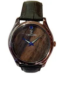 TIMELAND Analog Men's Watch (Wooden Color Dial Black Leather Strap)