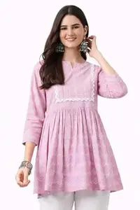 Women’s Viscose Rayon Printed Kurti Top 3/4 Sleeve A-Line Kurti for Women