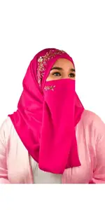 Luxury Bridal Hijab Scarf With Handwork Naqab