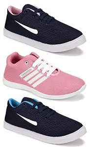 WORLD WEAR FOOTWEAR Multicolor Casual Sports Running Shoes for Women 4 UK (Pack of 3 Pair) (3A)_5054-5043-5044