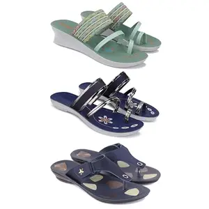 Women's Comfortable Sandal,Casual Lightweight Sandal for Everyday Wear for women's(GR-(COMBO-3)-1948-1945-1973-8)