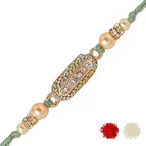 VOYLLA Exquisite Beaded Rakhi With Roli Chawal Pack|Rakhi For Brother|