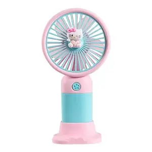 Gaurshikha Korean Style Portable USB Fan– Rechargeable 1200mAh Battery, Up to 3 Hours Working Time, 3-Speed Modes, Low Noise, Compact & Lightweight with USB Cable,Fan with Phone Stand (Random Color)