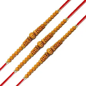 CH Chandan Scented Handmade Rakhi for Bhaiya Rakhi for Brother with Free Roli Chawal for Rakshabhandhan (Combo 3 Piece Rakhi)()