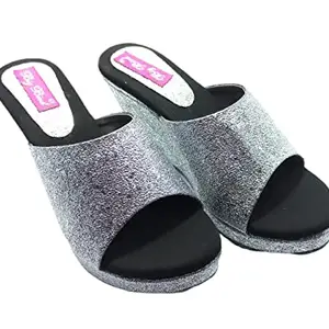 Stylish Glitter Sandal for Women,s (Silver, Numeric_7)