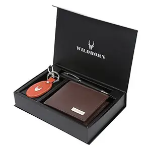 WildHorn Leather Men's Brown Wallet Combo