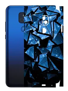 AtOdds - Moto G Play 2021 Mobile Back Skin Rear Screen Guard Protector Film Wrap (Coverage - Back+Camera+Sides) (Blue Crystal)