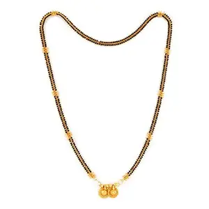 MEENAZ Traditional Temple Forming 1 One Gram Gold Stylish Meenakari Maharashtrian Stylish Long Wati Mangal sutra Pendant Tanmaniya Black Mangalsutra For Women chains golden - MS-ME912