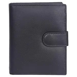 Leatherman Fashion LMN Genuine Leather Black Women's Bifold Wallet 9 Card Slots
