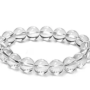 Bracelet, Reiki Natural clear quartz Bracelet 8 mm, Round Bead Bracelet for Wealth Protection, Genuine Gemstone Beads for Calming, Stress Relief & Spiritual Healing - Natural