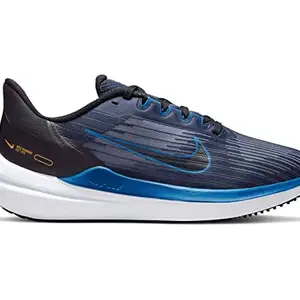 Nike Men's AIR Winflo 9 Obsidian/Dk Marina Blue-Black-White Running Shoe-6 UK (DD6203-400)