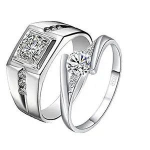 MYKI Mr & Mrs Love Forever Crystal Designer Edition Adjustable Engagement Couple Rings