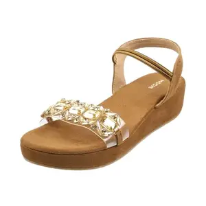 Mochi Women Antique Gold Synthetic Sandals - EU/37 UK/4-35-182