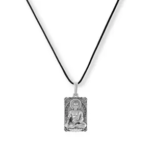 A AKSHAT SAPPHIRE Sterling Silver (92.5% purity) Spiritual God Gautam Buddha Pendant for Men & Women Pure Silver Locket with Black Thread for Girls/Boys | Rakhi Gift for Sister or Brother