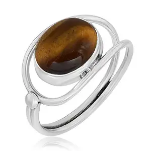 MAHAL JEWELS Tiger Eye Natural Cabochon Gemstone 925 Sterling Silver Handmade Jewelry Manufacturer Bezel Setting Ring 10x8 mm Stone