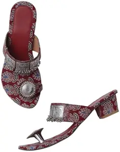 Kiana House OF Fashion Kiana Women's Maroon Synthetic Printed Pointed Toe Heels