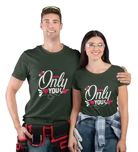 bag IT Deals Only You and No One Else Cutest Printed (Green) T-Shirts for Couples