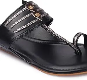 Picktoes PT-A5545 Women's Black Synthetic Leather Casual Flat Sandal