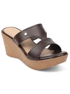 Liberty Healers JFL 21 Casual Wedge Heel Sandal For Women With PU Sole | Stylish and Comfortable | Durable Summer Footwear for Outdoor Indoor | Ideal for Everyday Wear (Brown 3 UK)