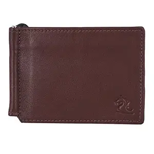 KARA Unisex Tan Leather Money Clipper Wallet with 6 Card Holder - Genuine Leather Purse for Men and Women