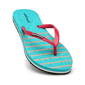 SOLETHREADS ACE | Comfortable | Digital Print | Fun | Bright | Colourful | Beach | Sketch | Flip Flops for Women | 8UK | S.GREEN