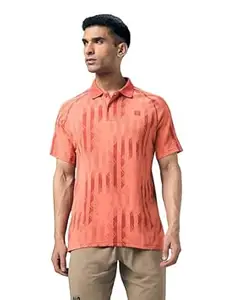 TECHNOSPORT Men's Slim Fit Printed Half Sleeve Polo T-Shirt with Matpiq for Casual & Regular Use