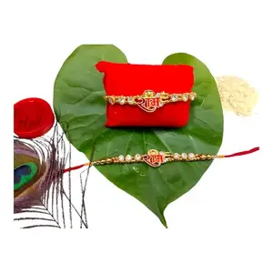 Set of 2 Ram Ji Rakhi for Brother | Zarkan Stone Raksha Bandhan Rakhi with Roli Chawal Pack