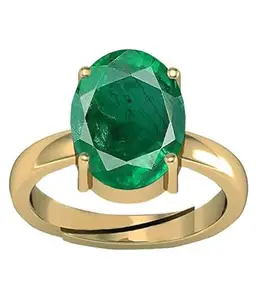 DAURAYA GEMS Emerald Ring 5.55 Ratti Natural Emerald Ring Gold Adjustable Ring Astrological Gemstone for Men and Women (HIJ046)