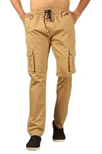 AROZIYA Men’s Cotton Cargo Pants | Casual Trousers for Men | Comfortable Lower for Men | Chino Pants with 6 Pockets & Drawstring Elastic Waistband