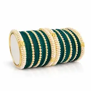 STREE Gold Plated Velvet Chooda Bangle Set with Beads 42 Bangles