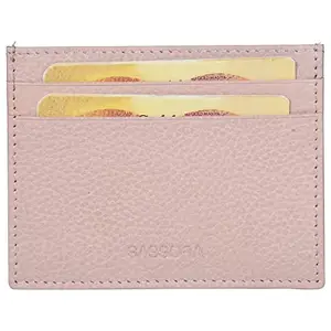 Sassora Genuine Leather Unisex Small RFID Card Holder -A159 (Pink)