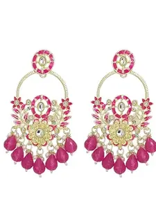 Femmibella Gold Plated Magenta Chandbali Earrings For Women and Girls