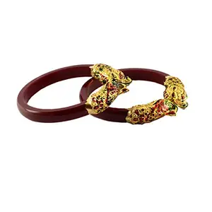 MAYA FASHION Maroon Gold Platted Acrylic-Brass Bangle With Very Extra Large Size Elegant Extra Large Size Bangle | Perfect Fit for Plus Size banglesTrendy and Comfortable Fit for woman and girls | (Sku-ban1031)