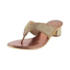 Metro Womens Beaded Antic Gold Slip Ons (Size (3 UK (36 EU))