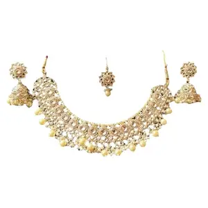 HV FASHION POINT Jewellery For Women Stylish necklace set with jhumkas and mangtika Necklace Set