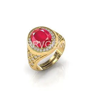 MBVGEMS 11.00 Ratti Ruby Ring gold plated Handcrafted Finger Ring With Beautifull Stone Men & Women Jewellery Collectible