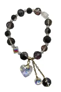 Adjustable Crystal Bracelet with Blue Beads and Gold Chain, Fashion Jewelry for Women (BRL-21-23)