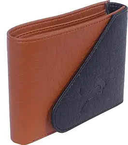 WILD EDGE Black and Brown Bi-Fold Men's Wallet - Formal/Casual/Stylish Artificial Leather Wallet for Men - Black-Brown Men's Two-Fold Purse